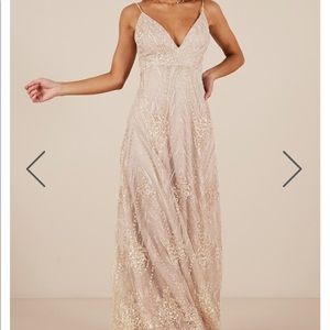 “Called Out Gold Dress” Showpo